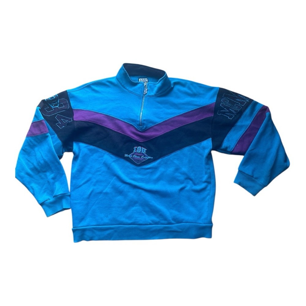 IOU Vintage color-block 90’s‎ Quarter-Zip Sweatshirt Small